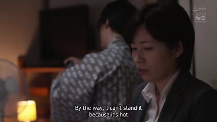 [English Subtitle] A Female Boss Shares A Room At A Hot Spring Resort With Her Stupid, Useless Coworker... And He Fucks Her Until She Cums Again And Again